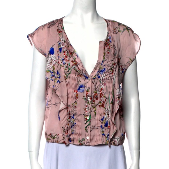 Marissa Webb – Ruffle Floral Blouse – Blush Multicolor - Picture 1 of 11